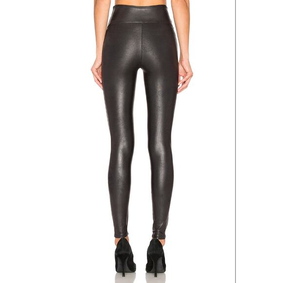 Spanx Faux Leather Black Leggings High Rise Skinny Leg Size Medium - Picture 3 of 6